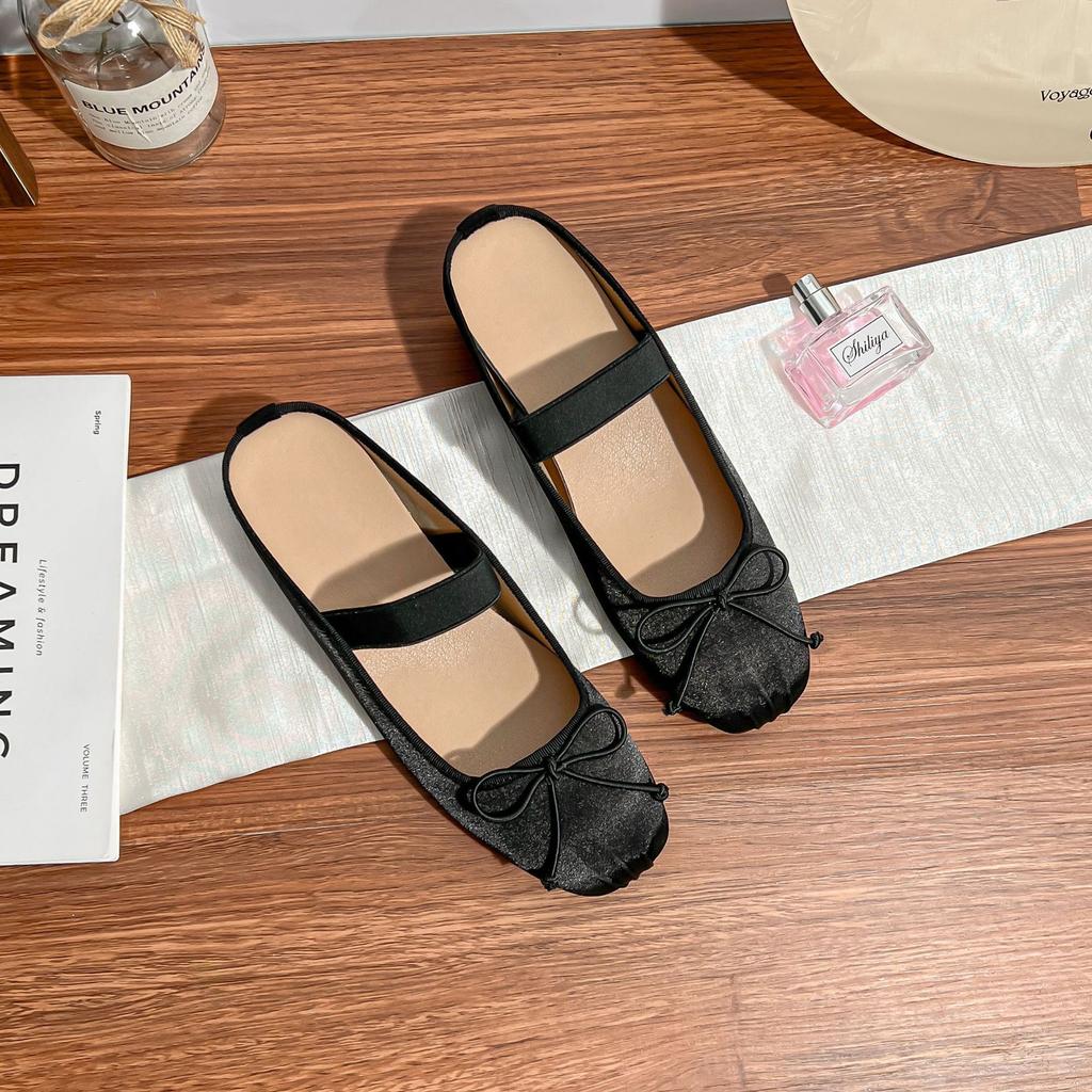 Виноградная мать лето новая сумка голова крутые тапочки женские бант ремешок на одно слово внутренняя высота увеличение толстая подошва мюли 2025 лето