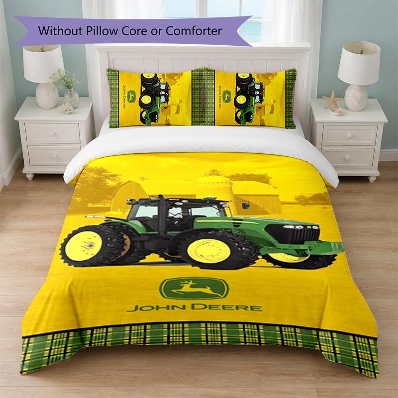 John Deere Print 3Pcs Duvet Cover Set 1 Duvet Cover and 2 Pillowcases Soft Bed Linen For Household Bedroom