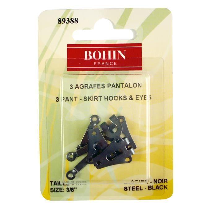 Agrafe pour pantalon - BOHIN - 9 mm - Noire - Pack de 3