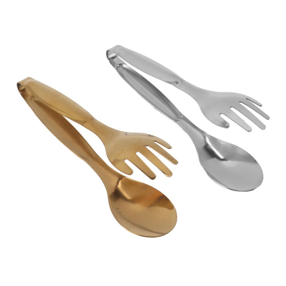 2 PCS Stainless Steel Food Clips Compact Size Salad Tongs Durable Buffet Tongs Home Kitchen