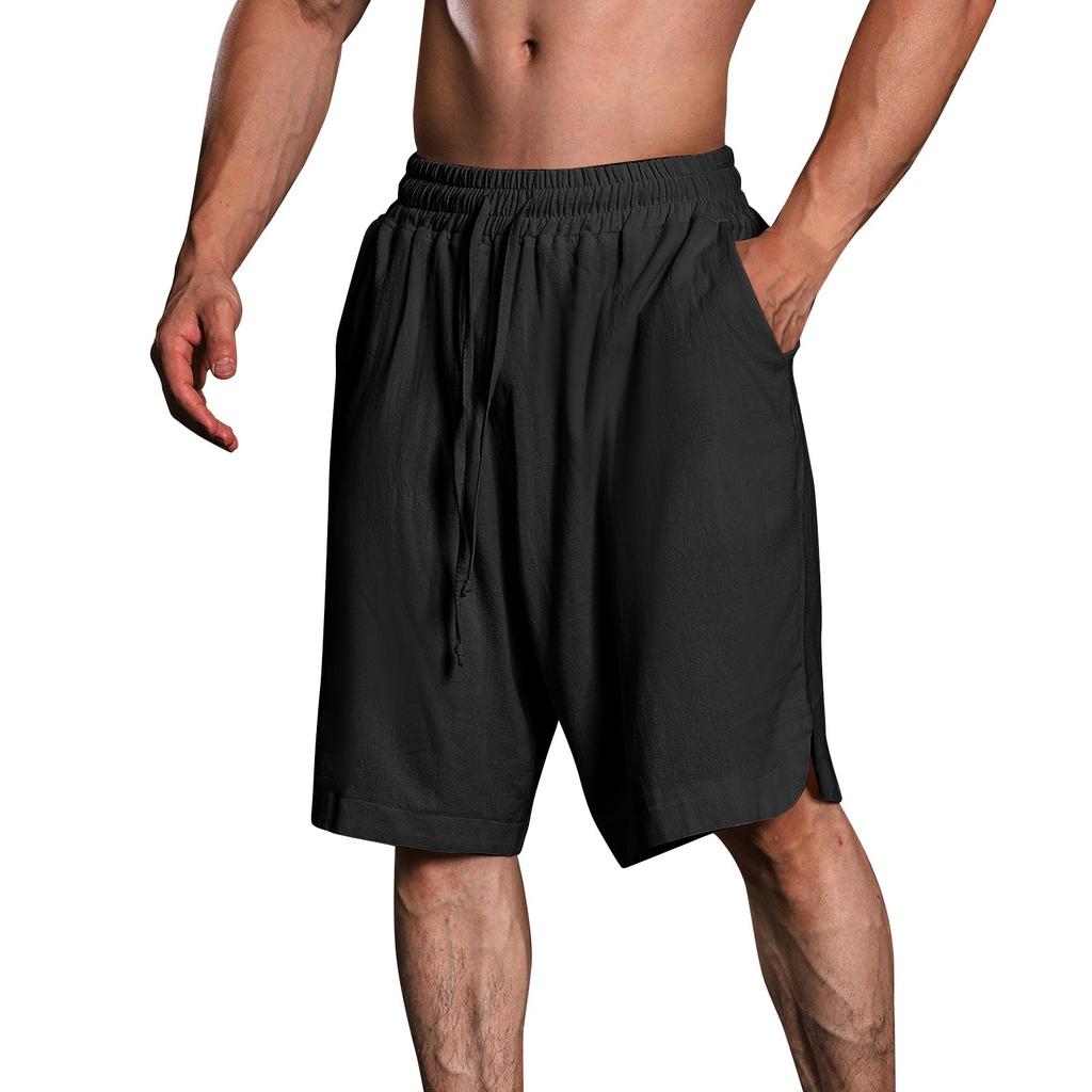 Мужские повседневные шорты на шнурке Мужские дышащие шорты из хлопка и льна