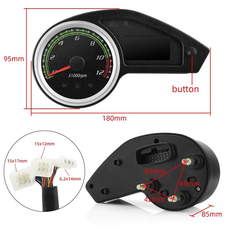 QC 12V Universal Motorcycle Tachometer Electronic Tach Meter Speedometer Gauge LED with Turn Signal Light  for Honda NXR150 NXR1