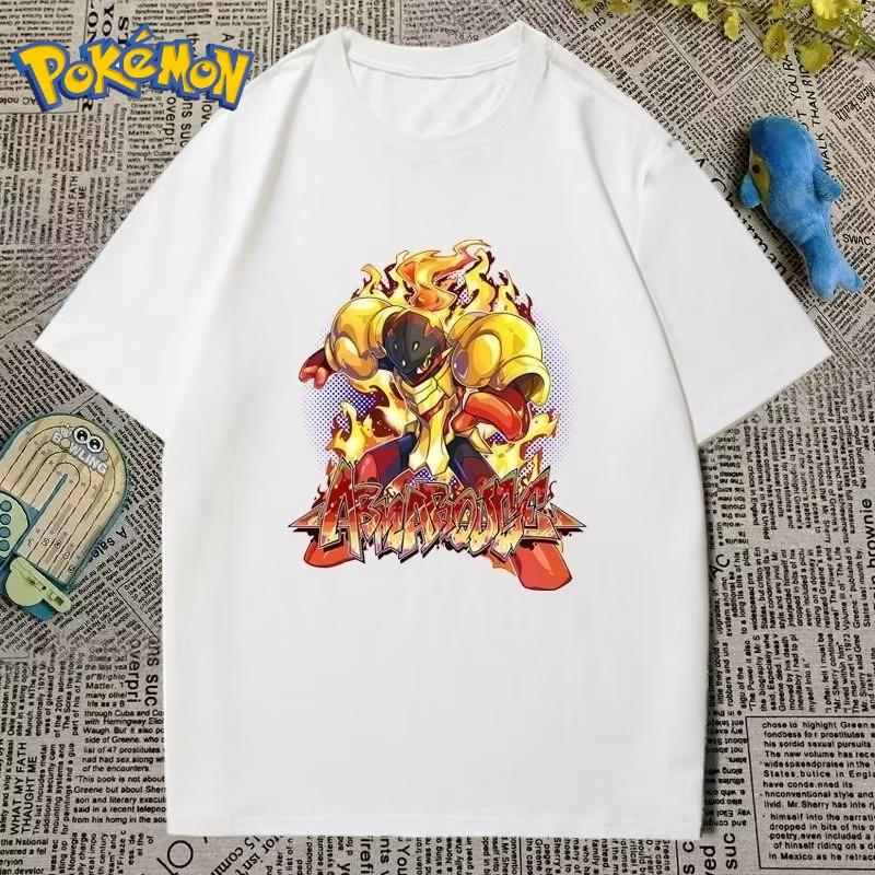 Pokémon Surrounding Armarouge Cartoon Print Tshirt Mens and Womens Summer New Y2K Loose Casual Harajuku Shortsleeved Top