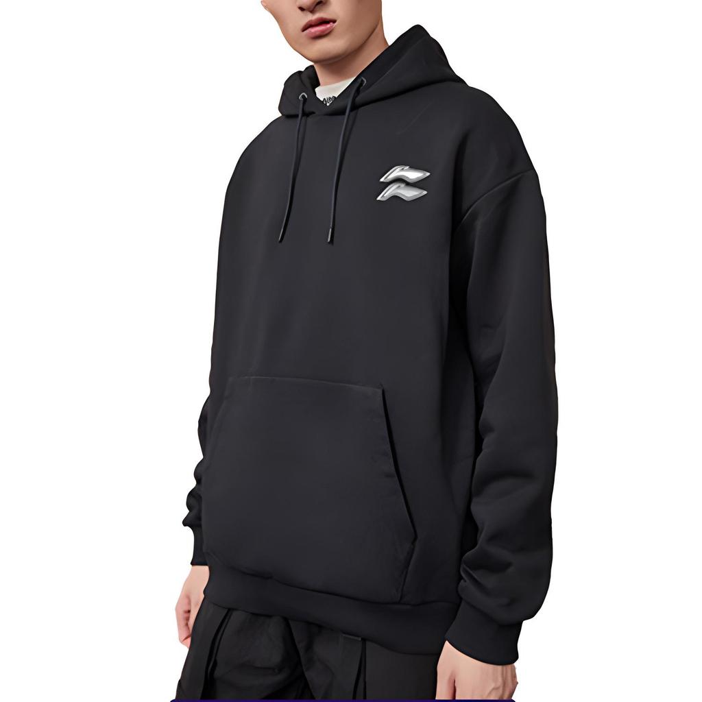 Li-Ning Sports Fashion Series Loose Pullover Hoodie 'Black' Unisex AWDQB38-1