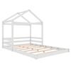 House Bed, 140 x 200 cm, Children's Bed in House Shape with Slatted Frame (without Mattress), Pine Wood, Minimalist Style, White