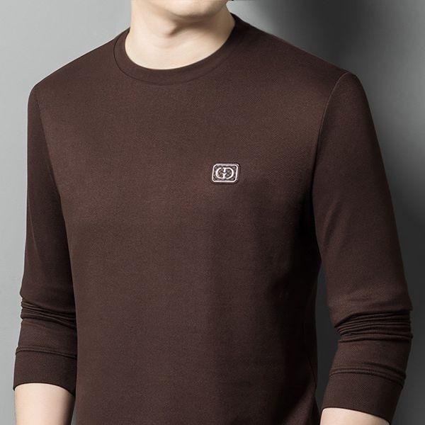 Мужские толстовки с длинными рукавами, новые цветные топы с круглым вырезом, осенние и зимние рубашки, деловая мужская одежда