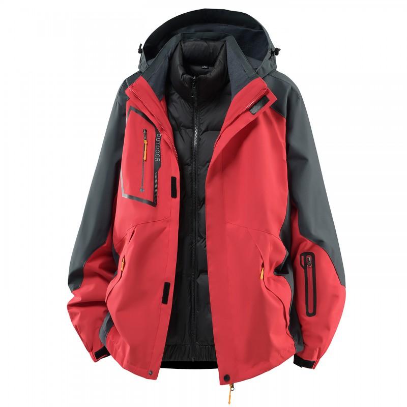 Mens/Womens 3-in-1 Detachable Winter Waterproof Windproof Outdoor Jacket With Down Insulated Liner Hiking Camping