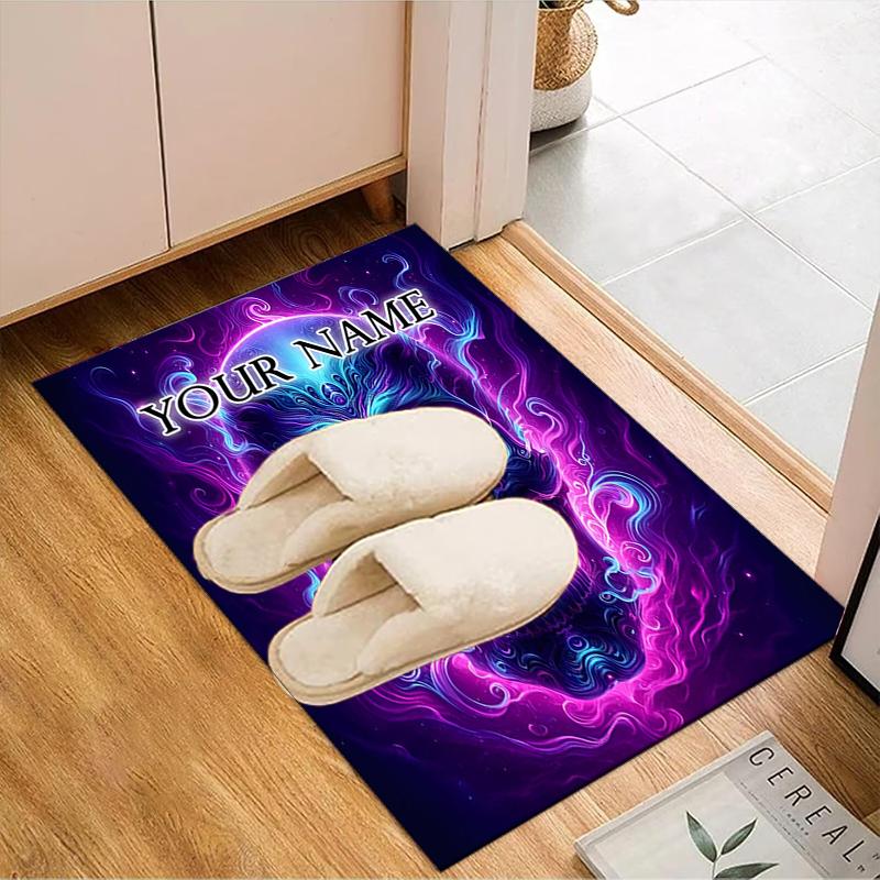 1PC Custom Name Electric Skull Artwork Theme Floor Mat Ideal for Living Room, Game Rooms, Office, Bedroom,Floor Mat Playful Design167