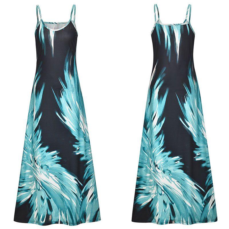 Elegant Women's Summer Strappy Floral Boho Kaftan Dress Perfect For Beach Days