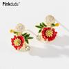 3 Color Sunflower Stud Earrings for Women Girl Romantic Multi-colored Metal Flower Exquisite Plant Earring Gifts PD322