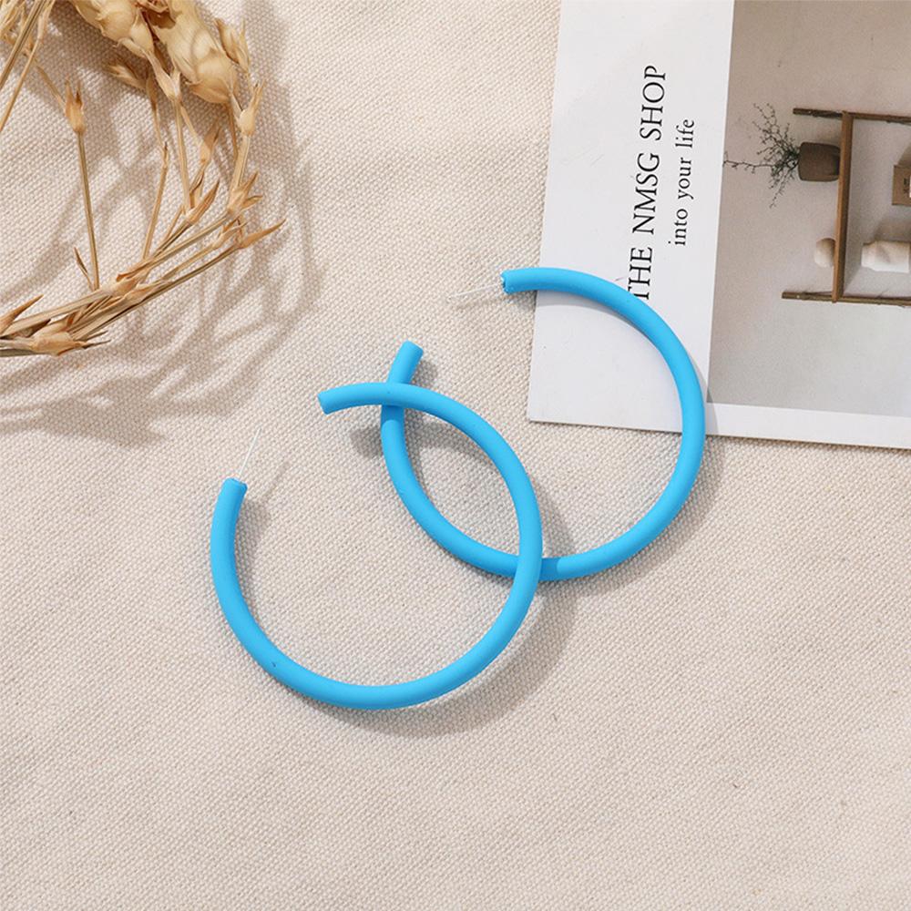 Ladies Candy Color Round Simple Personality C-shaped Women Jewelry Hoop Earrings Round Earrings