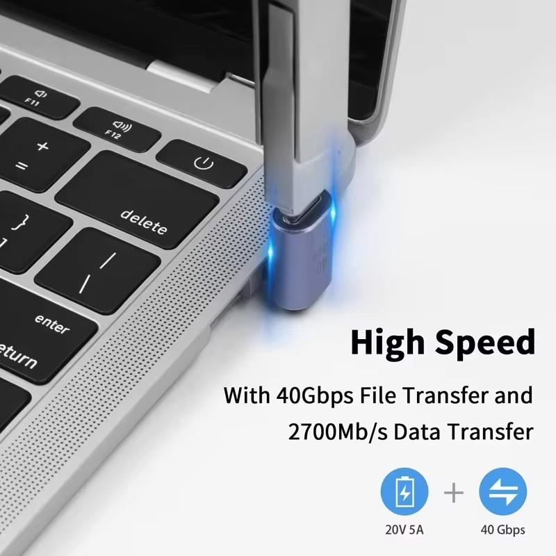 Угловой адаптер USB-C (папа-мама) USB4.0 40 Гбит/с 100 Вт PD Быстрая зарядка 8K 60 Гц OTG Разъем для передачи данных для MacBook Ноутбука