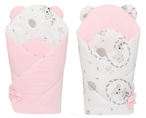 Baby wrap VELVET pink with ash wreaths