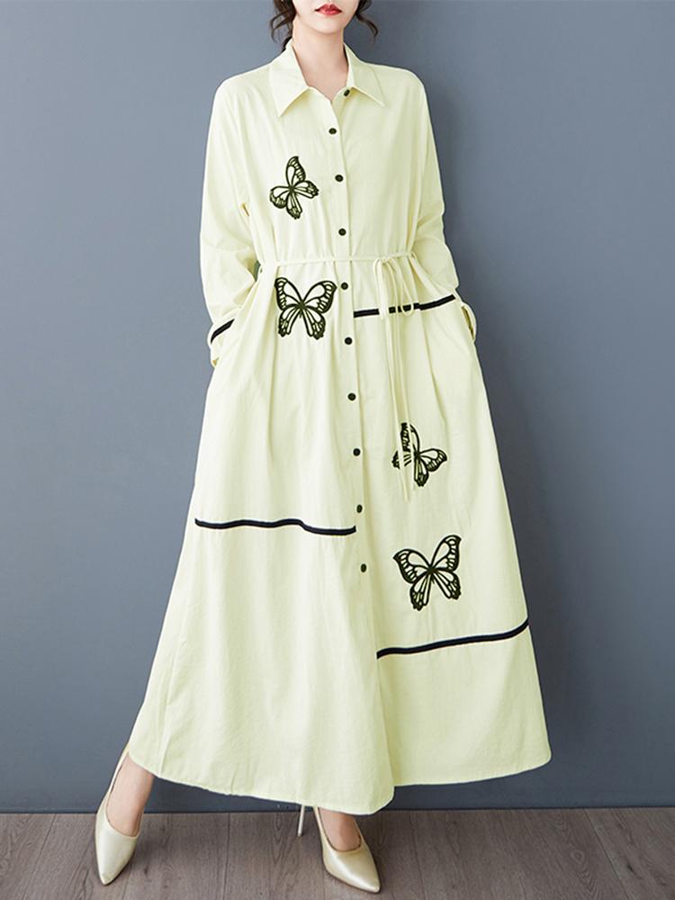 Xitao Однобортное платье с вышивкой и лацканами GYX1514