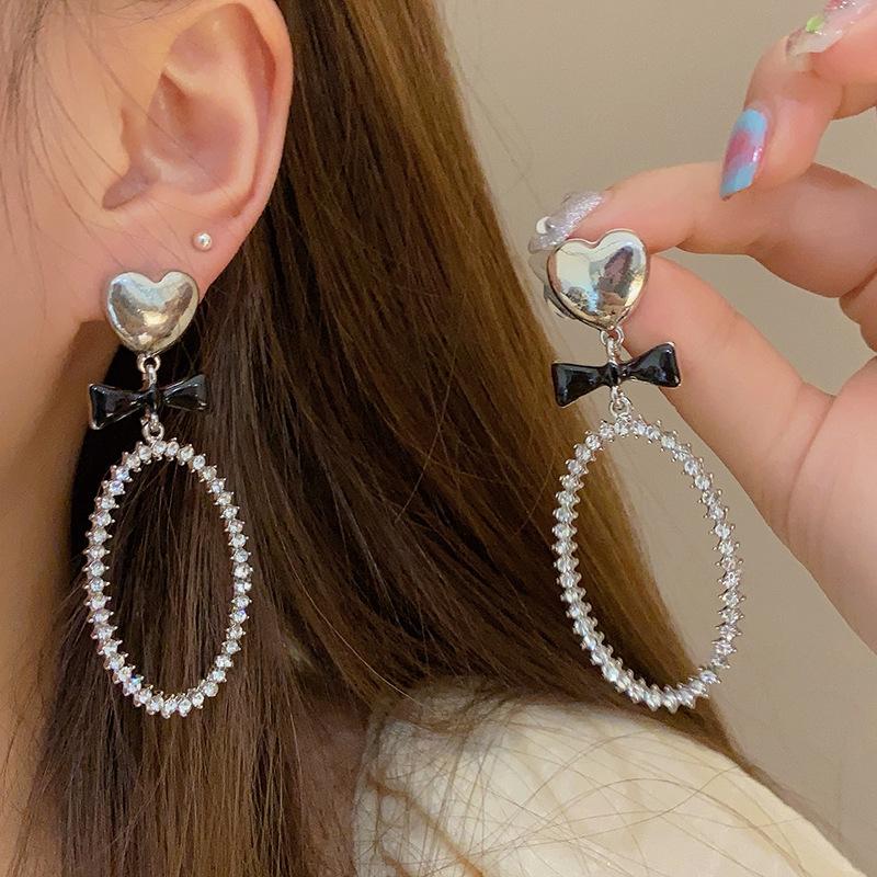 Модный дизайн, преувеличенный темперамент, французские овальные серьги с бантиком и любовью, женские