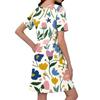 Women's Summer Fashion Casual V-Neck Floral Print Short Sleeve Pocket Dress
