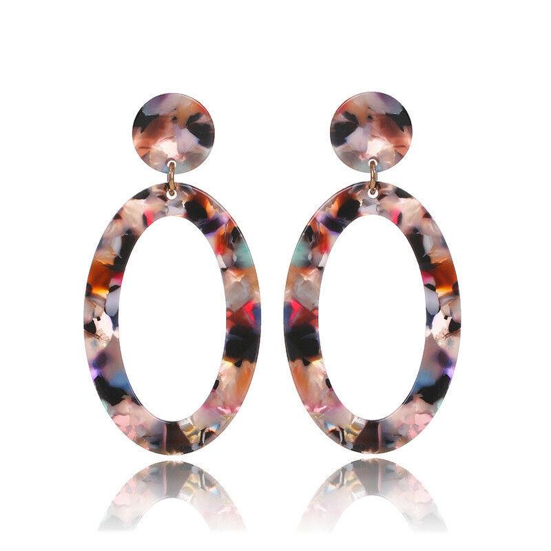 Модные женские геометрические ацетатные акриловые серьги леопардовые овальные серьги-гвоздики ювелирные изделия