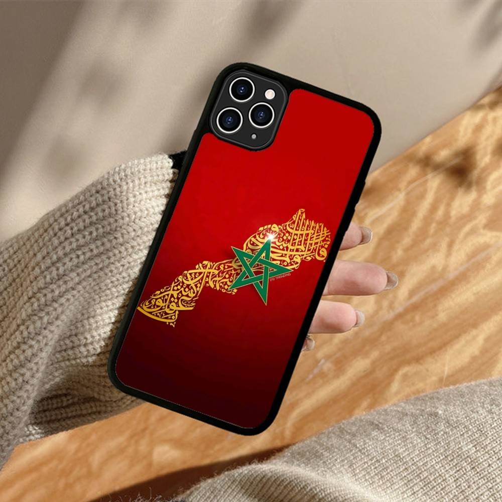 Чехол для телефона с картой и флагом Марокко для IPhone 11 12 13 14 15 16 17 Pro Max Plus PC+TPU