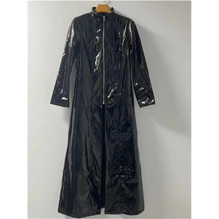 Men Women Pvc Leather Coat Trench Black Long CoatGothic Matrix Neo Faux PU Leather Coat Cosplay Costume Clubwear Plus Size