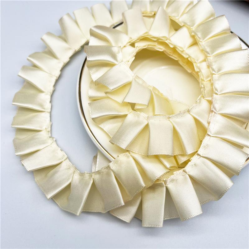 Элегантный и изысканный 4 см двойной складки прозрачный шифон кружево одежда подол одежда DIY аксессуары многоцветный кружевной тесьма ремесла изготовление лент