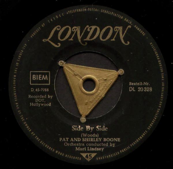 7-дюймовая пластинка ПЭТ БУН ШИРЛИ БУН Side By Side DL20328 London Records Германия Поп Б/у