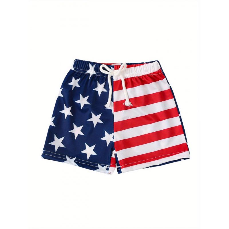 2025 Patriotic Toddler Boys' Star and Stripe Swim Trunks
