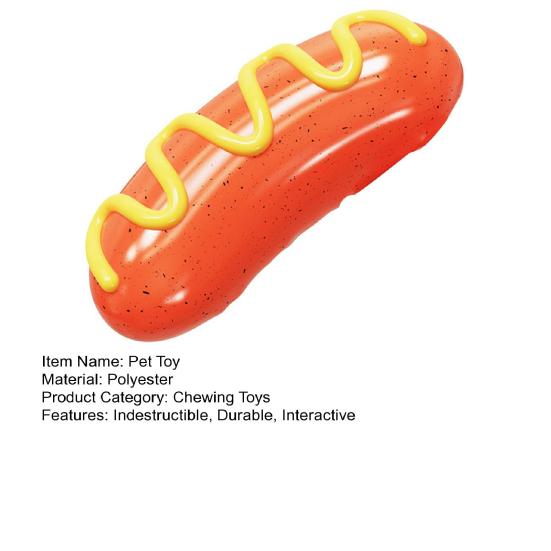Неразрушимая игрушка для жевания собак для агрессивных любителей жевать Интерактивная пищащая игрушка для щенков Хот-дог