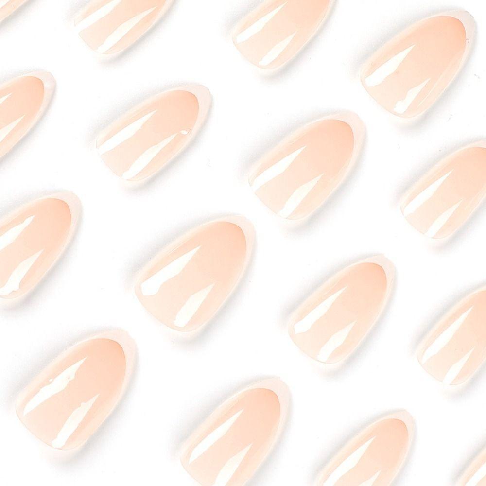 24pcs Nail Tips Fake Nials Press On Nails Glitter White Edge False Nails Long Almond French