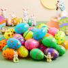 3Pcs Easter Egg Vibrant Color Cartoon Pattern Capsule Eggshell Surprise Balls Toy for Holiday Decoration