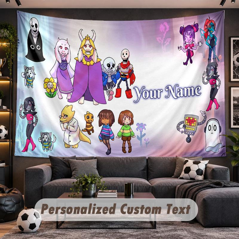 Undertale Personalized Tapestry Support Custom Name, Wall Art Home Decoration