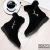 Fashion Plush Womens Boots Comfortable Hick-soled Fur Shoes Fashion Ladies Shoes Zipper Women Vulcanized Shoes Anti-slip Chaussure Femme