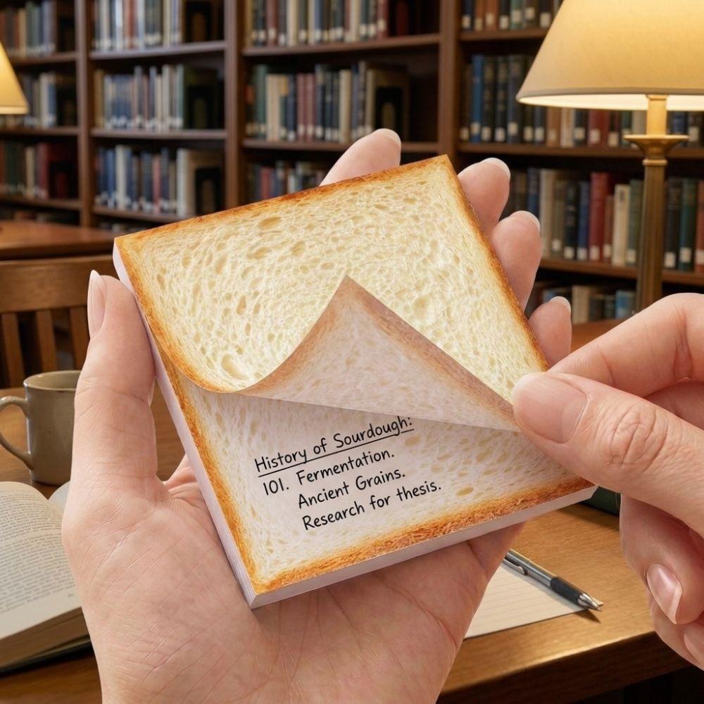 50 Sheets Bread Sticky Notes Removable Adhesive Food Theme Memo Pads Toast Sticky Notes Office Use