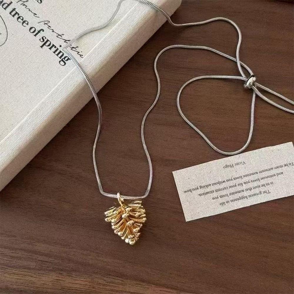 Snake Bone Chain Pinecone Necklace Jewelry Metal Pendant Chain Necklace Ornament Women