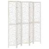 5 Piece Room Divider White Solid Paulownia Wood