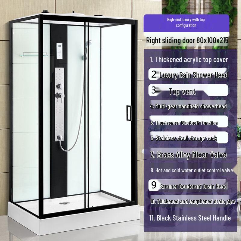 Luxury Waterproof Rectangular Tempered Glass Shower Partition Screen for Hotel Bathrooms