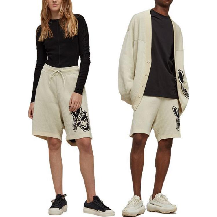 Y-3 Трикотажные шорты с логотипом, белые, унисекс, черные IA3105