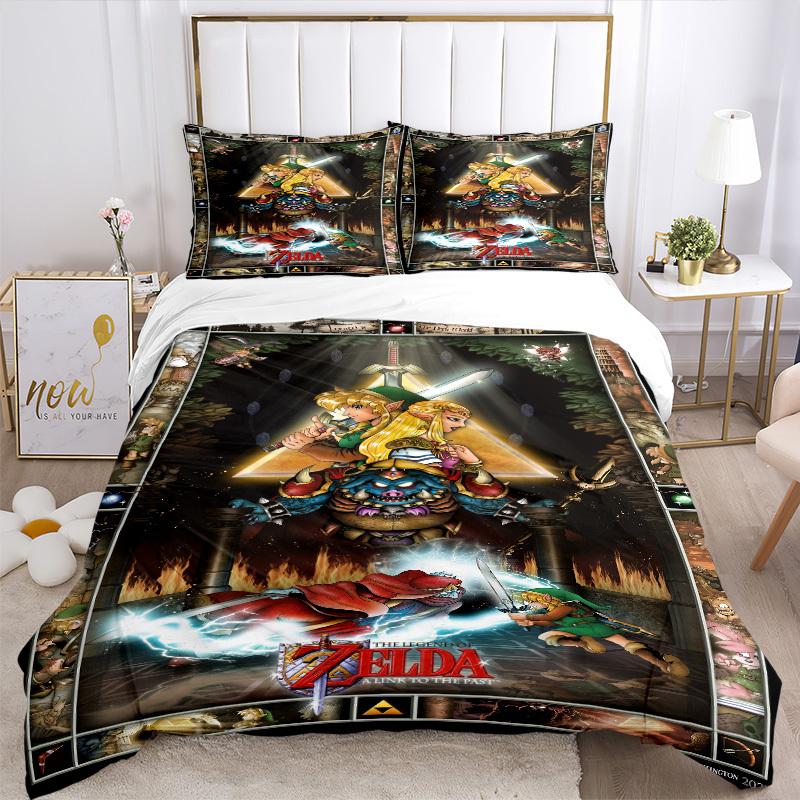 The Legend of Zelda: A Link to the Past Bedding Set Comforter Cover Gift for Bedroom,Includes 1 Cover and 2 Pillowcases, No InsertB432