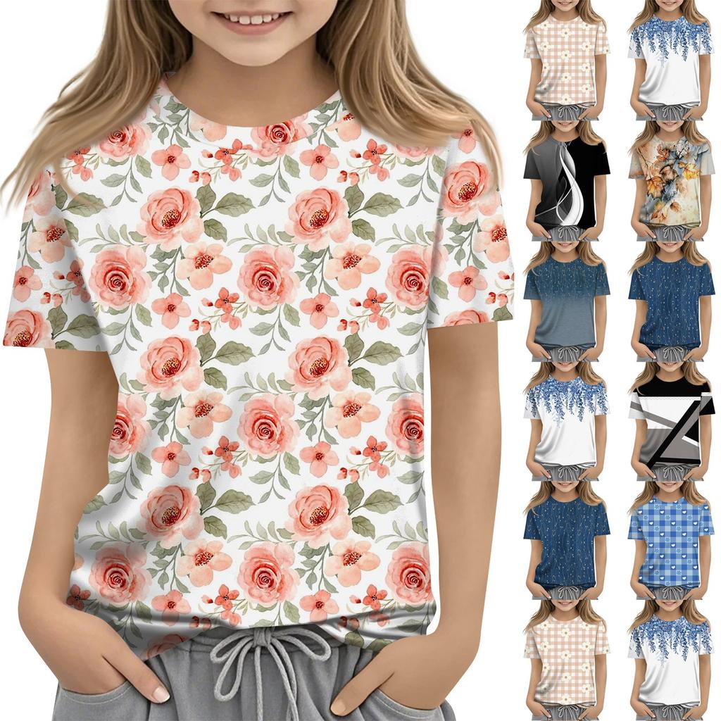 Toddler Girl Boy T-Shirts Kids Top Boys And Girls Printed Short Sleeved T-shirt