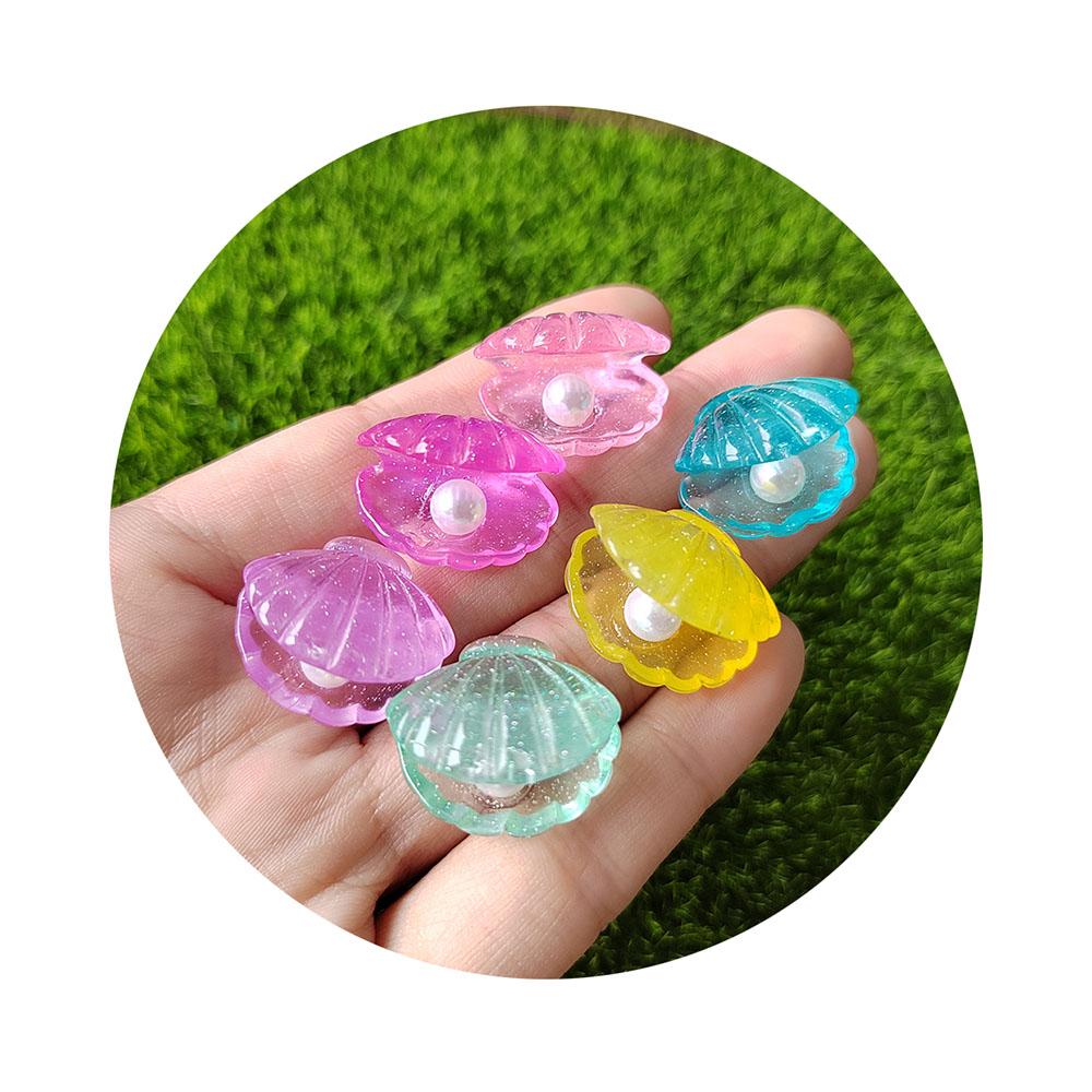 Kawaii Glitter Pearl Shell Flat Back Resin Cabochons Scrapbooking DIY Jewelry Craft Decoration Accessories