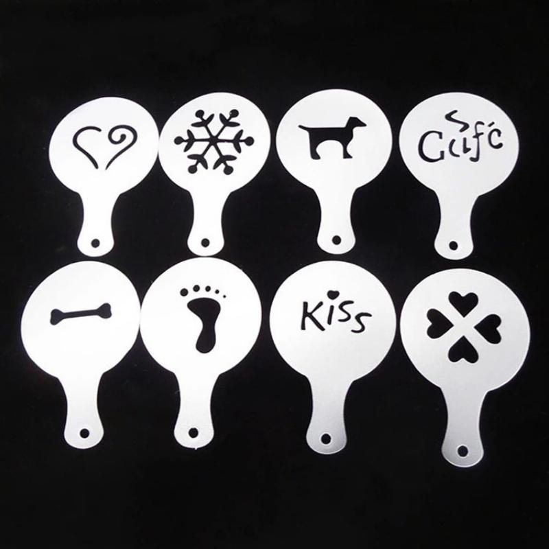 Professional Coffee Printing Templates Plastic Latte Art Stencil Milk Foam Stencil Mat Bubble Tea Baking Tools