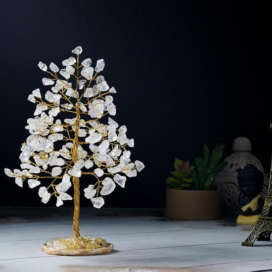 Crystal Tree of Life Geode Agate Slice Base, Chakra Tree for Positive Energy, Handmade Gemstone Tree, Feng Shui Showpiece Spiritual Gift Golden Wire