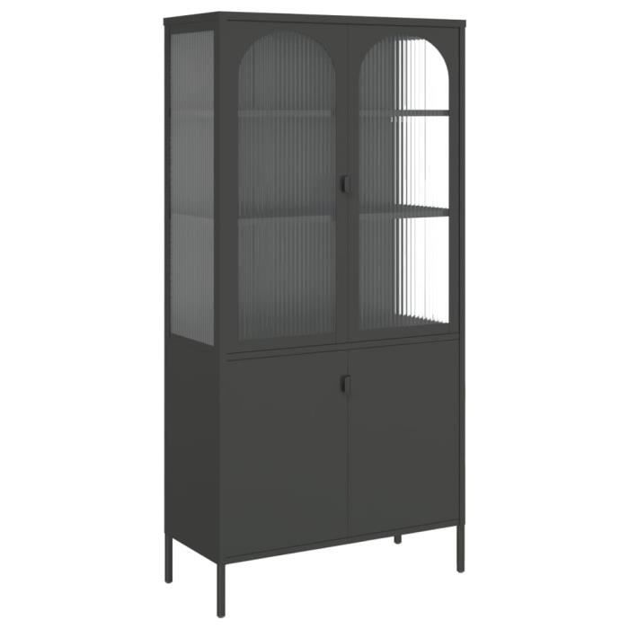 VidaXL Highboard Black 90x40x180 Cm Glass and Steel 353000