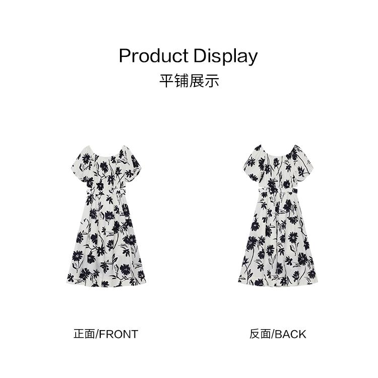 Elegant and sophisticated Tencel short sleeved dress for women in summer 2026, thin floral dress for age reduction and slimming