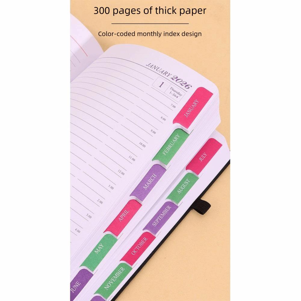 PU Leather 2026 Daily Planner 2026.1.1-2026.12.31 Calendar Book Portable Agenda Notepad  Office