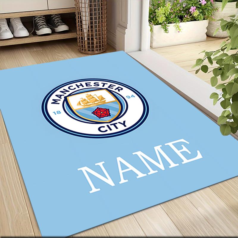 Custom Name Manchester City Crest Carpet Rug Customizable Soft Washable Anti-Slip Home Living Room Sofa Mats Personalized Rug. 0909237