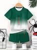 Kids Clothes Paris Letter Theme Gradient Printed Set for Boys 2-10Y Summer Outdoor Children's Casual Fashion Streetwear Outfit