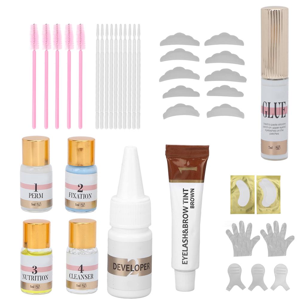 3 в 1 Нежный набор для бровей Perm Eyelash Lift Tint Kit Semi Permanent Curling Eyelash SetBrown