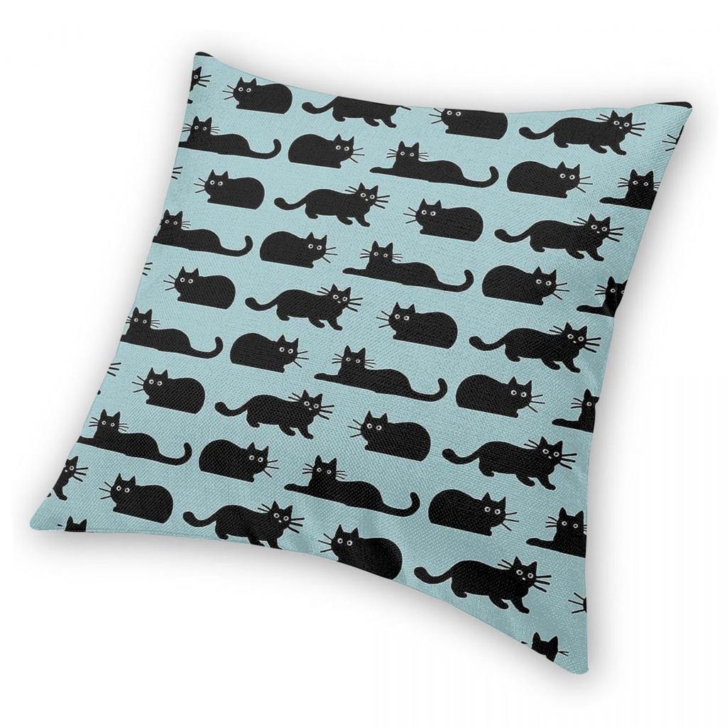 Black Cats Pillowcase Polyester Linen Velvet Printed Zip Decor Throw Pillow Case Car Cushion Cover
