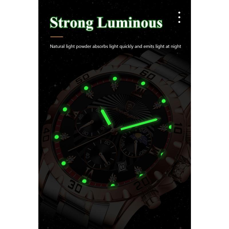 POEDAGAR Luxury Military Watch For Men Waterproof Luminous Chronograph Date Wristwatch Stainless Steel Quartz Watches