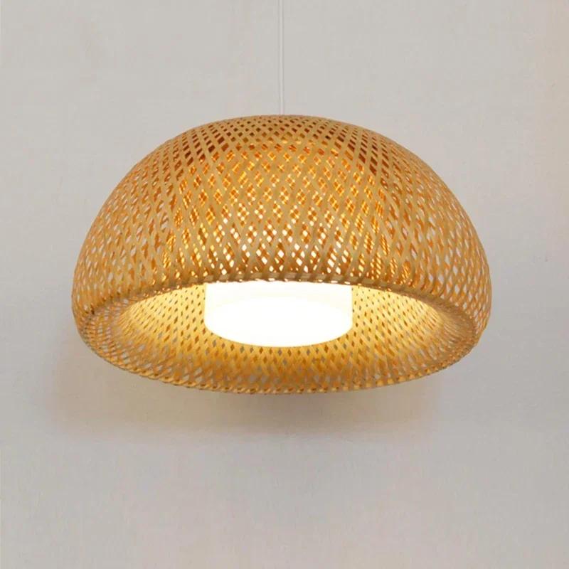 Bamboo Wicker Rattan Lantern Pendant Lights Southeast Asia LED Pendant Lamp Modern Tea Room Lamp Nordic Tatami Lamps